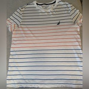 Nautica white striped crew neck t-shirt in medium